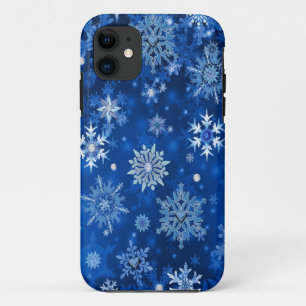 kerstsnowflakes blauw en zilver iPhone 11 hoesje
