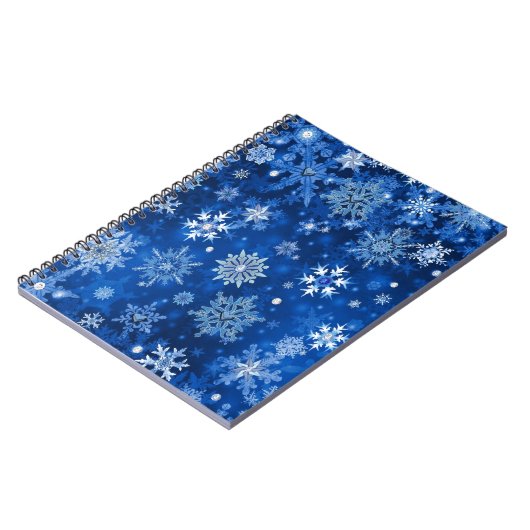 kerstsnowflakes blauw en zilver notitieboek (Linkerzijde)