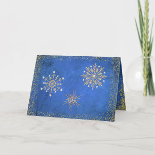 Kerstsnowflakes Blauw & goudfeestdag Feestdagen Kaart