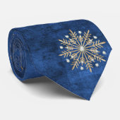 Kerstsnowflakes Blauw & goudfeestdag Stropdas (Opgerold)