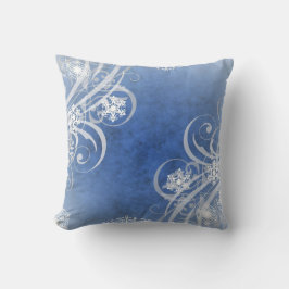 kerstsnowflakes blauw kussen
