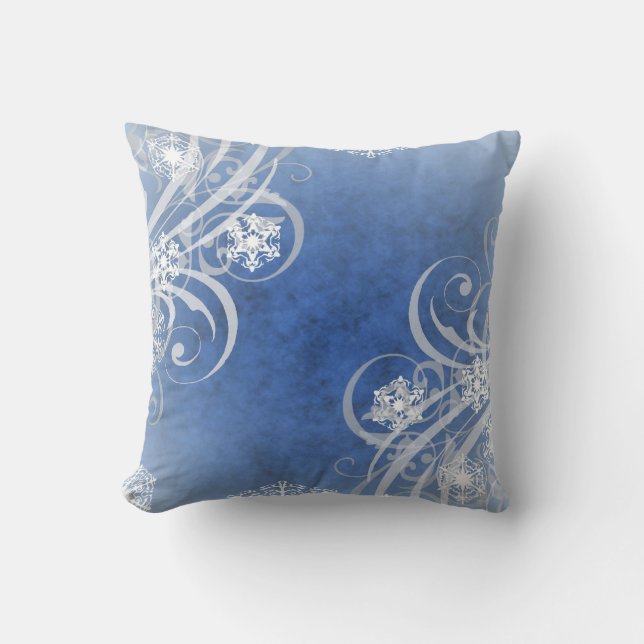 kerstsnowflakes blauw kussen (Voorkant)