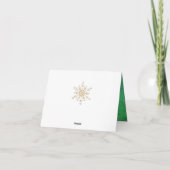 Kerstsnowflakes Groen en Goud Feestdagen Kaart (Achterkant)