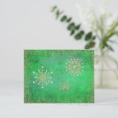 Kerstsnowflakes Groen en Goud Feestdagenkaart (Staand voorkant)