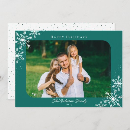 kerstsnowflakes Prettige feestdagen foto Feestdagenkaart (Voorkant / Achterkant)