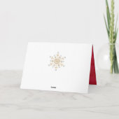Kerstsnowflakes, rood en goud feestdagen kaart (Achterkant)