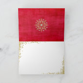 Kerstsnowflakes, rood en goud feestdagen kaart (Binnen)