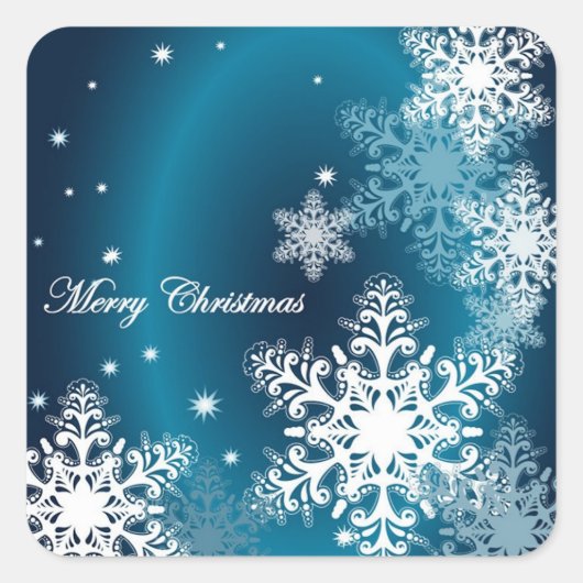 kerstsnowflakes vierkante sticker (Voorkant)
