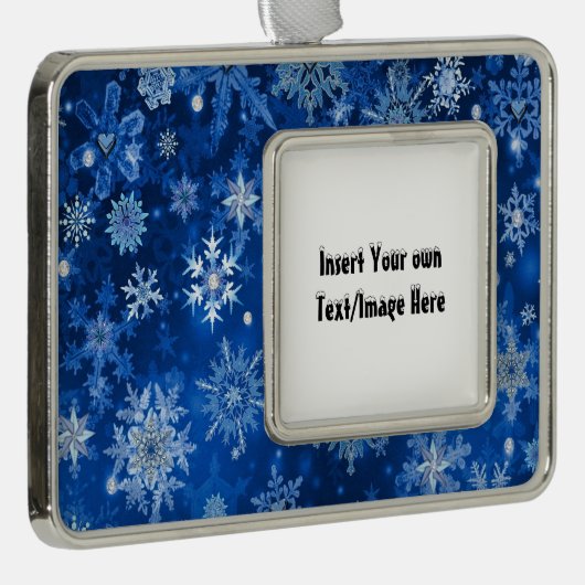 kerstsnowflakes Voeg UR foto's in beeld Verzilverd Kader Ornament (Rechts)