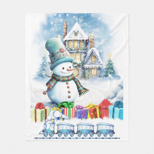 KERSTSNOWMAN CADEAUS EN SPEELGOED TREIN FLEECE DEKEN