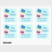 kerstsnowman Cupcake Eigen voedseletiket Vierkante Sticker (Vel)