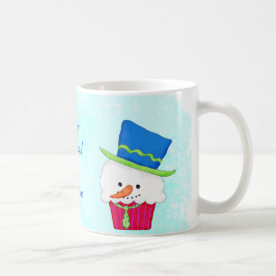 kerstsnowman Cupcake-naam op maat Koffiemok