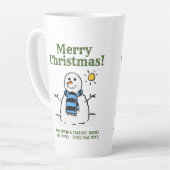 kerstsnowman-design met persoonlijke groet latte mok (Linkerhoek)