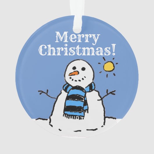 kerstsnowman-design met prettige kerst ornament (achterkant)