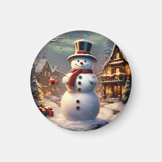 kerstsnowman Magnet Magneet (Voorkant)