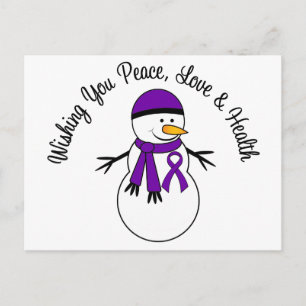 kerstsnowman Pancreatic Cancer Ribbon Feestdagenkaart