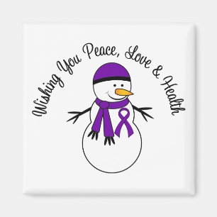 kerstsnowman Pancreatic Cancer Ribbon Magneet