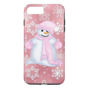 Kerstsnowman roze iPhone 7 plus hoesje