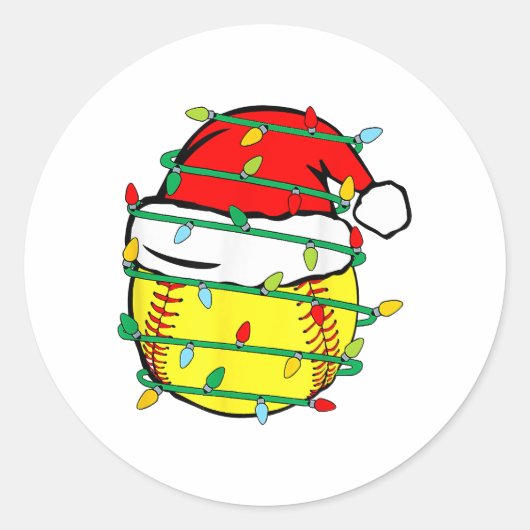 Kerstsoftbal ronde sticker (Voorkant)