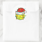 Kerstsoftbal ronde sticker (Tas)