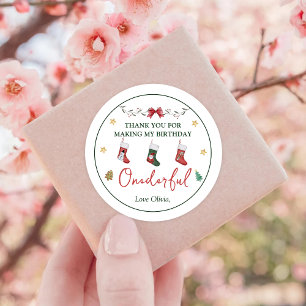 Kerstsok Verjaardag Classic Ronde Sticker