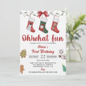 Kerstsok verjaardagsfeestje kaart (Staand voorkant)