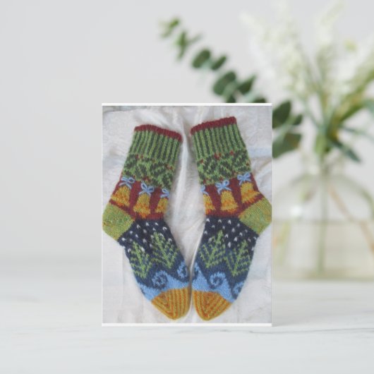 kerstsokken briefkaart (Staand voorkant)