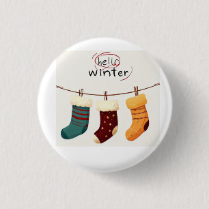 Kerstsokken cadeaus ronde button 3,2 cm
