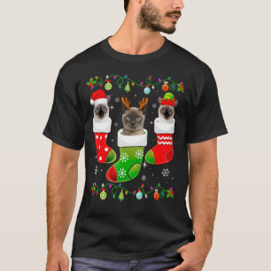 kerstSokken Funny Siamese kat Lover Xmas Light T-shirt