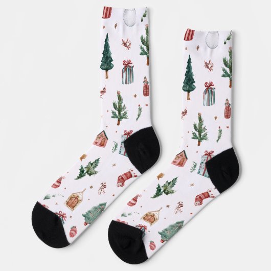 Kerstsokken met vrolijk kerstpatroon | Leuk cadeau Sokken (Links)