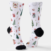 Kerstsokken met vrolijk kerstpatroon | Leuk cadeau Sokken (Gebogen)