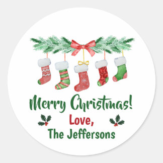 Kerstsokken ophangen ronde sticker