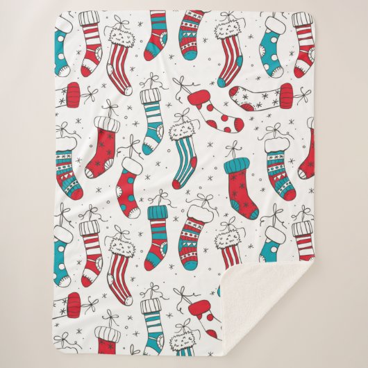 kerstsokken sherpa deken (Voorkant)