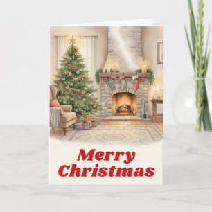 Kerstsokken voor de haard Kerstmis Feestdagen Kaart
