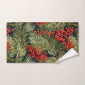Kerstspar takken en bessen bad handdoek (Handdoek)