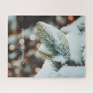 Kerstsparren tak en winterlichten legpuzzel