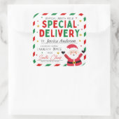 Kerstspecial Bezorging Noordpool Santa Kinder Vierkante Sticker (Tas)