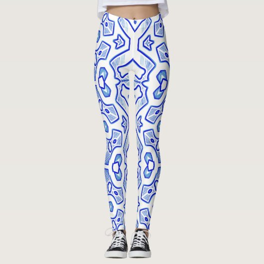 Kerstspecial blauw wit "Ratti_Creative_Arts Leggings (Voorkant)
