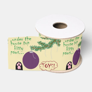 Kerstspeelgoed! Kat Paw-versiering op boomtak Grosgrain Lint