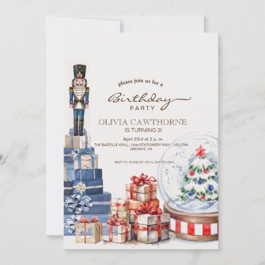 Kerstspeelgoed Waterverf Winter Verjaardagsfeestje Kaart (Voorkant)