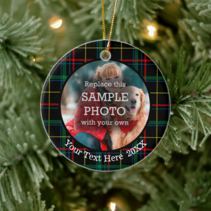 kerstspeldenfoto's, twee foto's, twee met sloot keramisch ornament