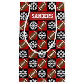 Kerstspeler Aangepaste naam rood en zwart Football Klein Cadeauzakje (Voorkant)