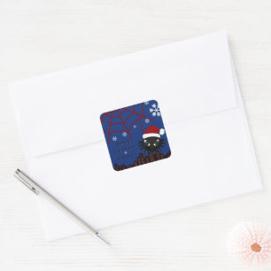 Kerstspin met naam personaliseren vierkante sticker