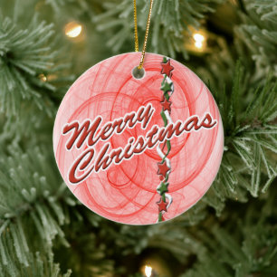 Kerstspiraaltjes en kerststerren keramisch ornament