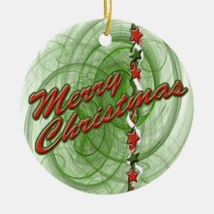 Kerstspiraaltjes en kerststerren keramisch ornament