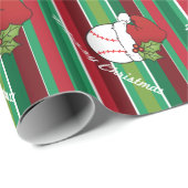 Kerstsport Baseball Stripes Cadeaupapier (Rol Hoek)