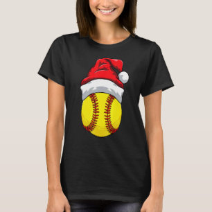 Kerstsport met Softball Sport Santa Hat Xmas Nat T-shirt