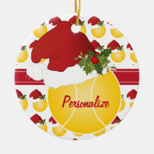 Kerstsport Tennis Ball Santa Hat Keramisch Ornament