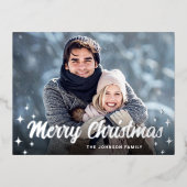 Kerstsprookje PHOTO Kerstkaart Zilver Folie Feestdagen Briefkaart (Voorkant)