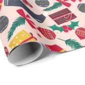 Kerstspullen Patroon Cadeaupapier (Rol Hoek)